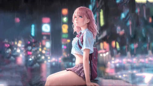 girl  in rain