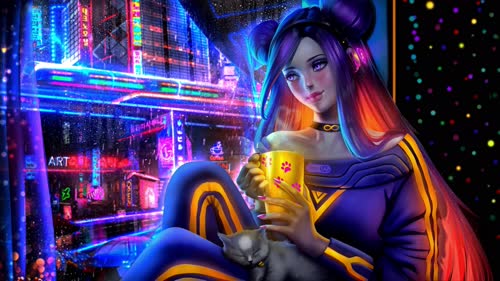 Cyberpunk Girl Relaxing 4K Live Wallpaper